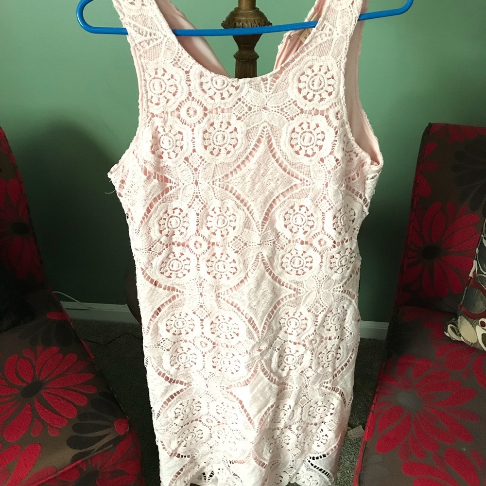 Light pink cotton lace tank dress
